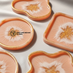 Plateau en marbre ambre orange avec détails dorés |   Plateau de décoration moderne et luxueux - Product Image 5