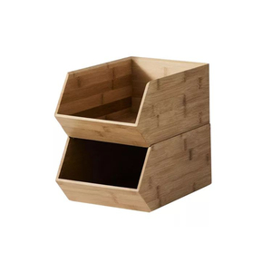 Finest Quality Sustainable Wood Stacking <b>Storage</b> <b>Basket</b> Set Heavy Duty Wooden <b>Basket</b> For Organization And Pantry Use - Product Image 1