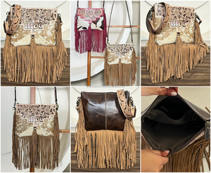OEM ODM 2026 Factory Price Handcrafted Genuine Cowhide Leather Fringe <b>Bag</b> Designer Floral Tooling Western Style Shoulder Purse - Product Image 3
