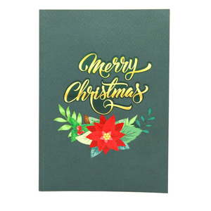 Carte de vœux 3D pop-up en gros, thème couronne de Noël florale, carte de vœux 3D de Noël avec enveloppe, carte de vœux faite à la main pour cadeaux - Product Image 3