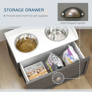 Stazione Portatile Rialzata per Ciotole per Cani con 2 Ciotole in Acciaio Inossidabile (Grigio) - Capacità di Stoccaggio 21L - Product Image 5