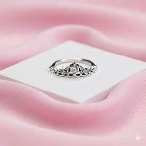 Bague diadème en argent moissanite avec pierres en zircon cubique, bijou élégant, cadeau pour elle - Product Image 6