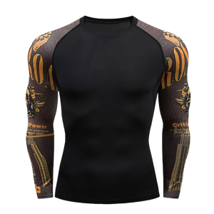 เสื้อรัดกล้ามเนื้อแบบขายส่ง ออกแบบเองได้ แห้งเร็ว ระบายอากาศดี ผ้าเนื้อยืดหยุ่น สำหรับ MMA BJJ เล่นเซิร์ฟ ฟิตเนส และชุดกีฬา - Product Image 1