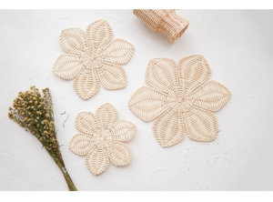 Daisy Flower <b>Wall</b> <b>Decor</b> Set of 3 Handmade Rattan <b>Wicker</b> Boho Nursery <b>Wall</b> Hanging Kids Room Girl Bedroom Baby Room Decoration - Product Image 1