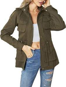 Blouson bomber à capuche pour femme, décontracté, léger, respirant, à manches longues, avec poches, logo personnalisé OEM disponible, automne - Product Image 2