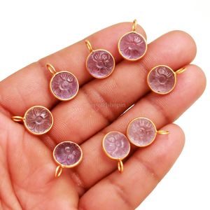 Colgante de flor de amatista rosa natural tallado a mano, amuleto de piedra preciosa, joyería de plata de ley 925, colgante de piedra de amatista rosa para 11MM - Product Image 6