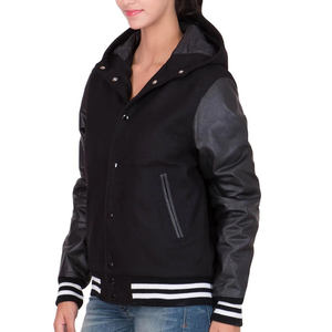 Wool Body Genuine Leather Sleeves Custom Logo Women Varsity <b>Jacket</b> Stylish Letterman <b>Baseball</b> <b>Jackets</b> - Product Image 2