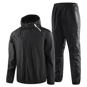 Ensemble de survêtement d'hiver personnalisé pour homme, coupe-vent, poids moyen, respirant, pour le sport et la course, avec veste zippée et pantalon de survêtement uni - Product Image 2