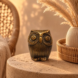 SHUBHAM <b>Owl</b> <b>Garden</b> <b>Ornament</b> Brass Animal Sculpture Gold-Plated Finish Customized Casting Decor Antique Modern Thanksgiving Patio - Product Image 1