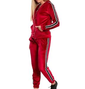 Survêtement unisexe en velours à rayures latérales meilleur tissu fait de vêtements de sport à la mode hiver épais personnalisable ensemble de logos adultes - Product Image 2