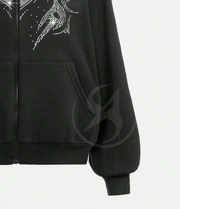 Men's <b>Lightweight</b> <b>Hoodies</b> in Solid Pattern Winter Season-Compatible Best Quality Basics Cotton Blended Rhinestones <b>Hoodies</b> - Product Image 6