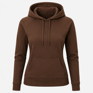 Sweat-shirt à capuche marron pour femme, couleur unie, manches longues, pull tricoté avec poches, vêtements décontractés pour l'automne - Product Image 1
