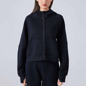 Hoodie unisexe oversize à coupe courte, couleur unie, avec poches en polaire, style décontracté pour l'automne, manches classiques, tricoté 100% coton, écologique - Product Image 1