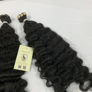 12A Birmano Rizado Natural Negro Doble Cinta en Extensiones de Cabello Humano Super Doble Extensiones de Cabello Extensiones - Product Image 3