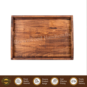 Bandeja para Servir Alimentos de Madera de Mango 100% Natural, Hecha a Mano, Color Quemado, Calidad Estándar, para Hogar, Hotel y Restaurante, a Bajo Precio - Product Image 2