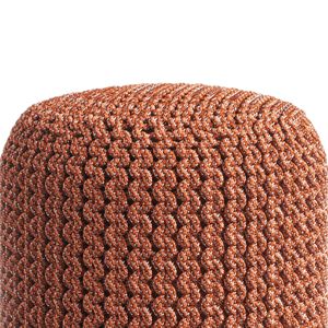 Wynne Round Orange Knitted <b>Pouf</b> for Indoor or Outdoor Use - Product Image 4