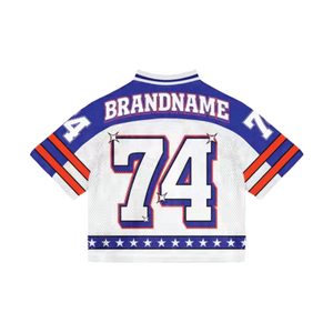 เสื้อเจอร์ซีย์อเมริกันฟุตบอลปี 2025 ลายพิมพ์แบบซับลิเมชั่นคุณภาพสูง ดีไซน์ใหม่ ผลิตตามแบบ OEM สำหรับทุกเพศ ออกแบบเองได้ ระบายอากาศดี แขนสั้น - Product Image 3
