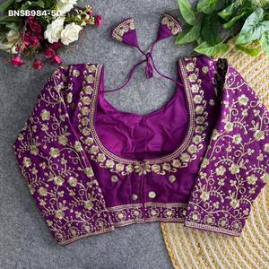 Colección de Blusas Listas para Usar de Seda Vichitra de la Mejor Calidad con Trabajo de Lentejuelas Zari para Festivales, Proveedor Indio, Moda Femenina - Product Image 2