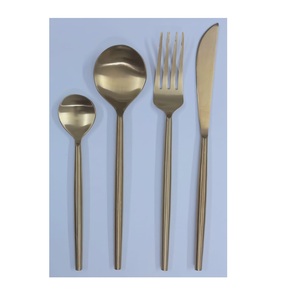 Ensemble de couverts portugais en or rose mat, design tendance, résistant à la rouille, pour les événements de mariage, cuillères, fourchettes, couteaux - Product Image 6