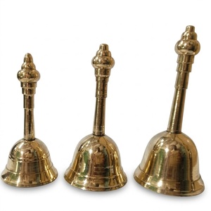 Vintage Brass Hand <b>Bell</b> Ornate Floral Engraving Antique Gold Finish Handcrafted Religious <b>School</b> Weddings Prayer Service <b>Bell</b> - Product Image 6