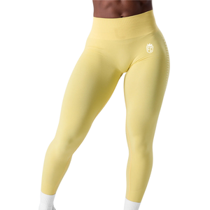 Leggings Deportivos de Cintura Media para Mujer, Sin Costuras, con Efecto Scrunch, Color Canario, Alta Elasticidad, para Yoga, Gimnasio, Fitness, Control de Abdomen - Product Image 1