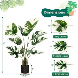 Lot de 2 plantes artificielles Monstera Deliciosa de 1,20 m pour la maison ou le bureau - Product Image 2