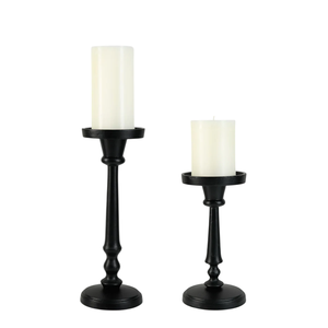 Portavelas al por Mayor para Decoración del Hogar, Portavelas de Aluminio Fundido con Acabado Negro, Hecho a Mano y Personalizado, Juego de 2 - Product Image 1