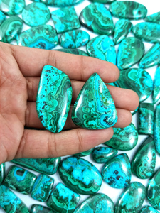 Lot de cabochons en chrysocolle et malachite, pierres précieuses naturelles bleu-vert polies, pierres en vrac pour la fabrication de bijoux en gros - Product Image 6