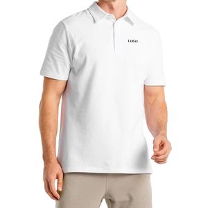 Vente en gros de chemises pour hommes en coton 100% tricoté, respirantes, à manches courtes, pour l'été, couleur blanche, logo personnalisé - Product Image 1