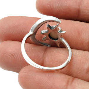 Joyería Artesanal al por Mayor con Perla de Corte Redondo, Plata de Ley 925, Estilo Bohemio con Diseño de Sol y Luna - Product Image 2