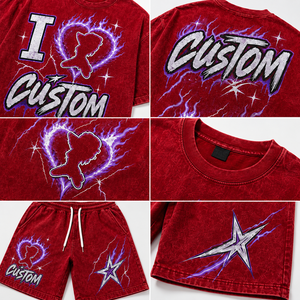 Custom Graphic T <b>Shirt</b> <b>Shorts</b> <b>Set</b> for <b>Men</b> Oversized Streetwear Tee Matching <b>Shorts</b> Casual Summer Two Piece Screen Printed Outfit - Product Image 3
