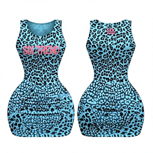 Top sexy sin mangas ajustado hasta la rodilla con estampado de leopardo, color caramelo, de punto, cintura natural, escote redondo, ropa de club - Product Image 3