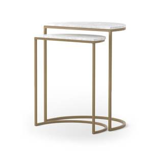<b>Space</b> <b>Saving</b> Stackable Metal Nesting Coffee <b>Table</b> Set of 2 for Small Living Room and Apartment Furniture - Product Image 6