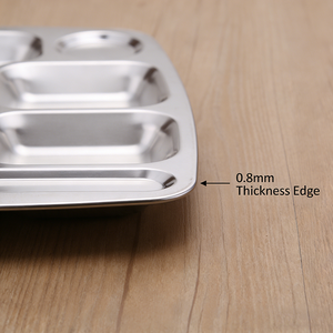 Plato de servir de acero inoxidable, apto para alimentos, vajilla de cafetería, utensilio de cocina, organizador de comidas, reutilizable, resistente al óxido, para hotel - Product Image 6