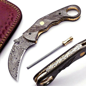 Premium Damascus Steel Pocket Folding Knife Handmade Pattern Steel Outdoor <b>Camping</b> Hiking Fishing Travel Utility <b>Tool</b> - Product Image 4