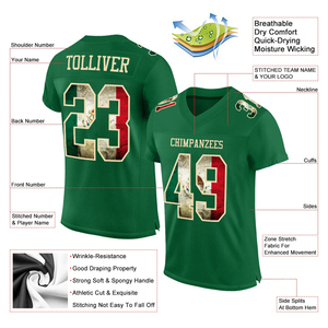 Camiseta de Fútbol Americano con Nombre y Número del Jugador, Verde, Talla Grande, Manga Corta, Uniforme de Fútbol Americano Estampado con Paneles de Malla - Product Image 4