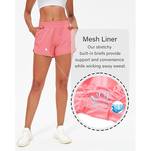 Shorts Deportivos para Mujer Color Rosa Coral, Transpirables, de Poliéster, con Dobladillo Curvo, Cintura Alta, para Entrenamiento y Yoga - Product Image 3