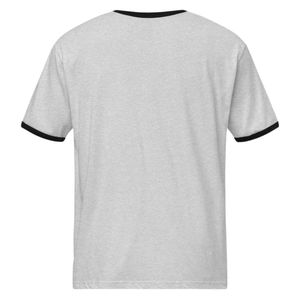 Camiseta Unisex Estilo Ringer para Papá, Color Gris Jaspeado con Ribete en Contraste Negro, Cuello Redondo, Informal, para Uso Diario, Suave, Cómoda, Estilo Retro - Product Image 2