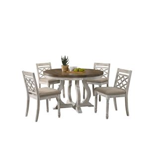 Set da Pranzo Contemporaneo Havanna 5 Pezzi, Tavolo Largo 119 cm con Sedie in Tessuto Bianco e Noce Vintage - Product Image 2