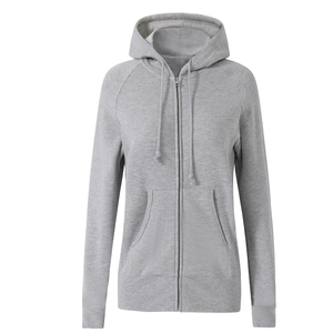 Sudadera con capucha de forro polar para mujer, 420GSM, al por mayor, diseño personalizado, manga raglán, cierre de cremallera, cuello redondo, para gimnasio - Product Image 2