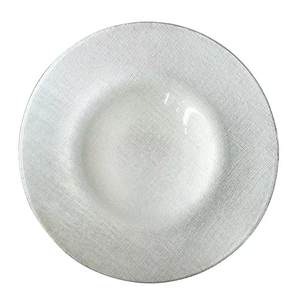 Assiette de présentation en verre de conception rétro, fabriquée à la machine, ronde, texturée en lin, vert, bleu, blanc, pour la maison, les mariages, les fêtes et les banquets - Product Image 2