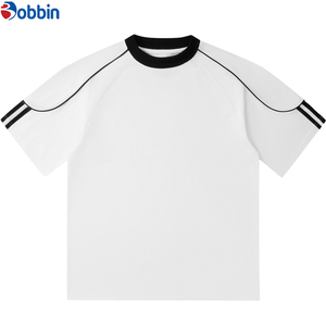 Customize Front Men's Plus Size T-<b>Shirt</b> Streetwear Contrast Stitch <b>Patchwork</b> Short Sleeve Regular Fit Unisex 100% Cotton - Product Image 3