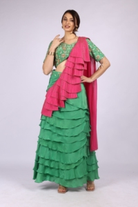Ropa elegante para celebraciones, vestido de 2 piezas para mujer con drapería, con cuentas y adornos con lentejuelas. - Product Image 6