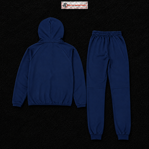 Conjunto Deportivo Azul Marino para Hombre con Capucha, Sudadera con Cierre Completo y Pantalones, Color Sólido, Transpirable, Material de Poliéster y Algodón, Otoño - Product Image 6
