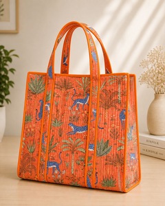 Elegante Bolso Tote Grande de Algodón Acolchado con Estampado de Pavo Real, Estilo Bohemio y Ecológico, para Mujer, para Uso Diario, Compras, Mercado y Viajes - Product Image 1