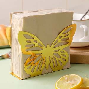 Anneaux de serviette en métal doré en forme de papillon 12x9.3x4 cm, centre de table décoratif pour dîner et mariage - Product Image 3