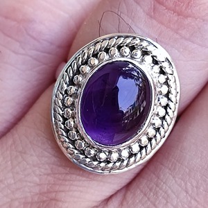 Anillo de Plata de Ley 925 con Amatista Natural para Mujer, Hecho a Mano, para Uso Diario, Tallas 4 a 13 US - Product Image 6