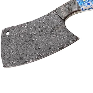 Couteau à viande artisanal en acier Damas avec manche en résine, lame pleine longueur, couteau de boucher, couteau de chef, couteau de cuisine, fabricant OEM ODM - Product Image 5