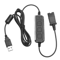 Headset USB Berkabel dengan Peredam Kebisingan untuk Call Center, Dilengkapi Tombol Mute dan Kontrol Volume untuk Panggilan