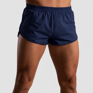 Wholesale Men's Solid Color Quick Dry Knitted Sport Shorts Mid Waist Elastic Waist With Pockets Teal Green Knitted Shorts - Product Image 3